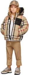 Burberry Kids Reversible Beige Down Check Puffer Jacket