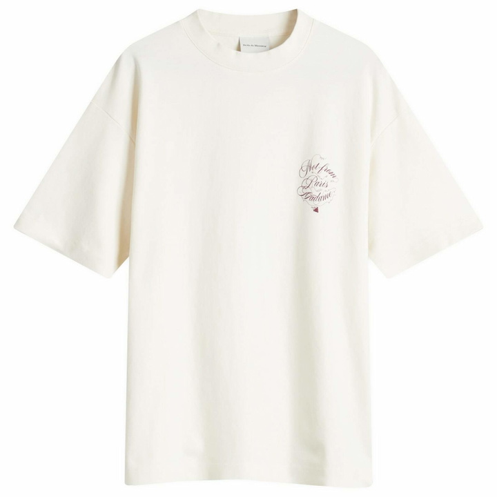 Photo: Drôle de Monsieur Men's Not From Paris Madame Caligraphy T-Shirt in Cream