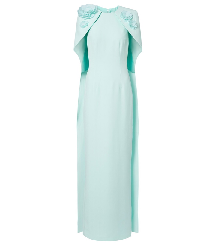 Photo: Safiyaa Lennox floral-appliqué caped crêpe gown