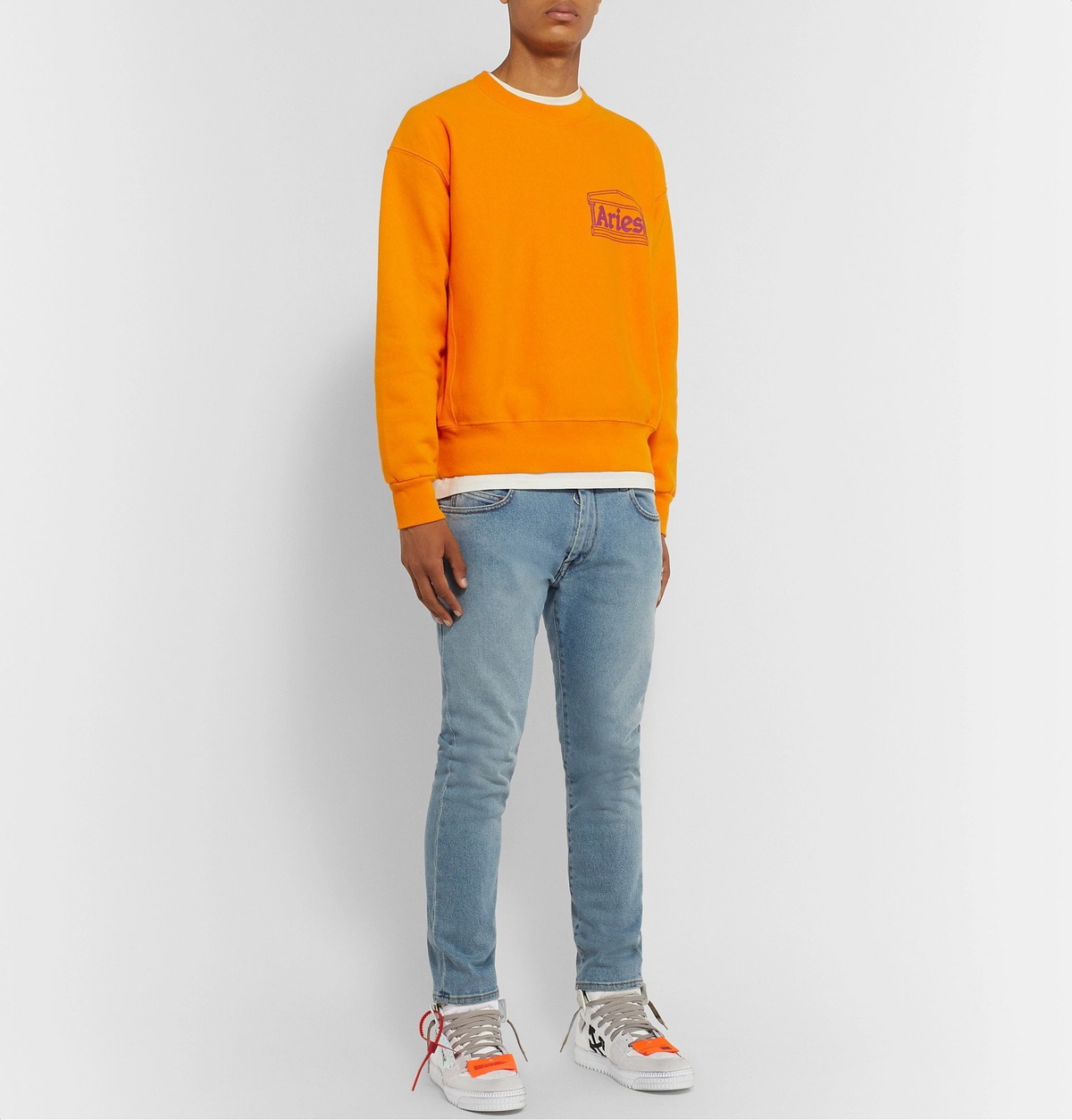 Off-White - Off-Court Distressed Suede, Leather and Canvas High-Top Sneakers - White