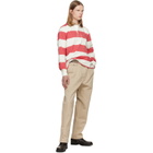 Polo Ralph Lauren White & Pink Classic Fit Khaki-Collar Rugby Shirt