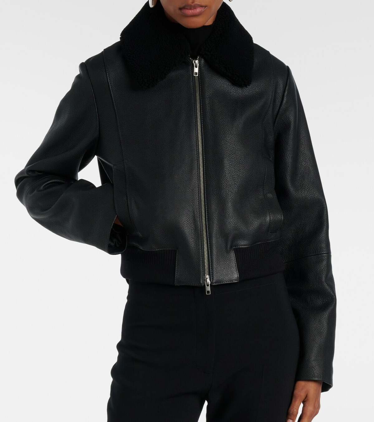 Vince Shearling-trimmed leather jacket