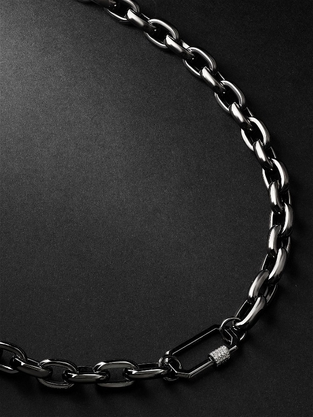 Photo: AS29 - Lock Medium Blackened White Gold Diamond Necklace
