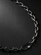 AS29 - Lock Medium Blackened White Gold Diamond Necklace