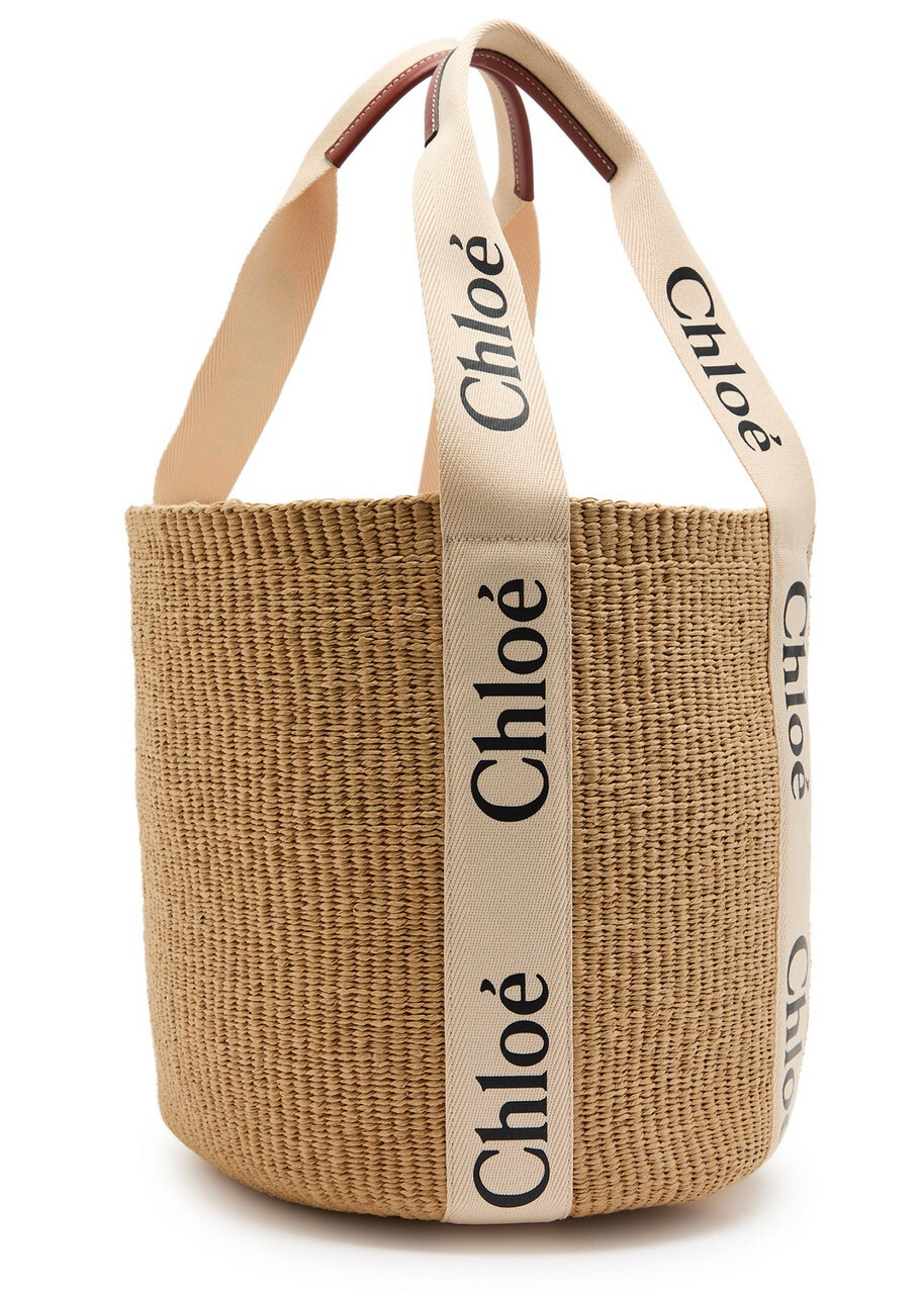 Chloe Woody Large Logo-print Raffia Basket bag - Natural - One Size