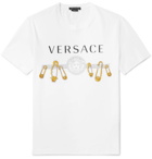 Versace - Slim-Fit Embellished Logo-Print Cotton-Jersey T-Shirt - White