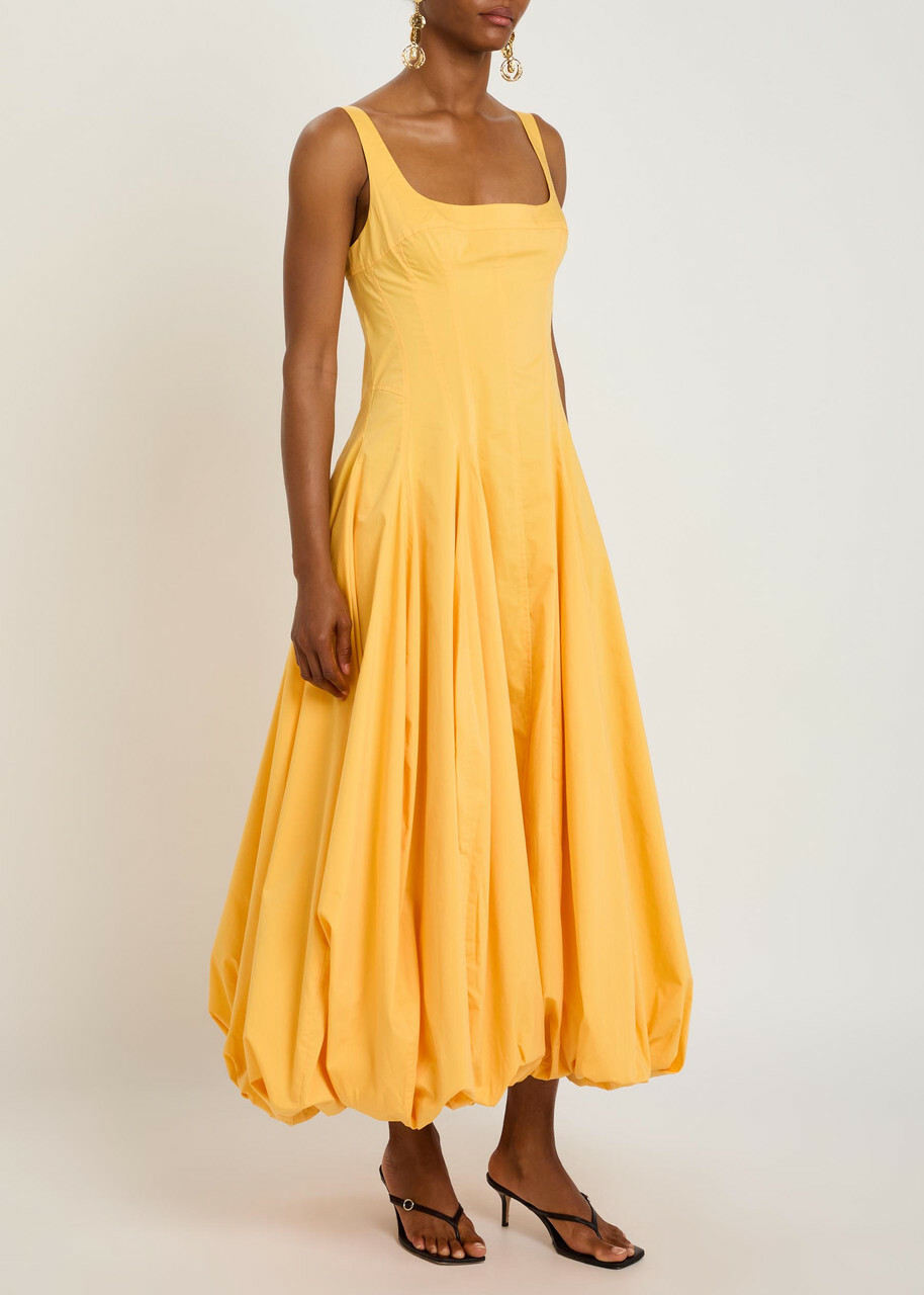 Simkhai Hally Cotton-blend Poplin Midi Dress Yellow