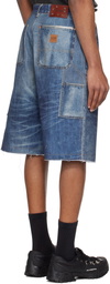 Andersson Bell Navy Trompe L'oeil Double Knee Denim Shorts