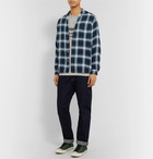 Blue Blue Japan - Camp-Collar Checked Flannel Shirt - Navy