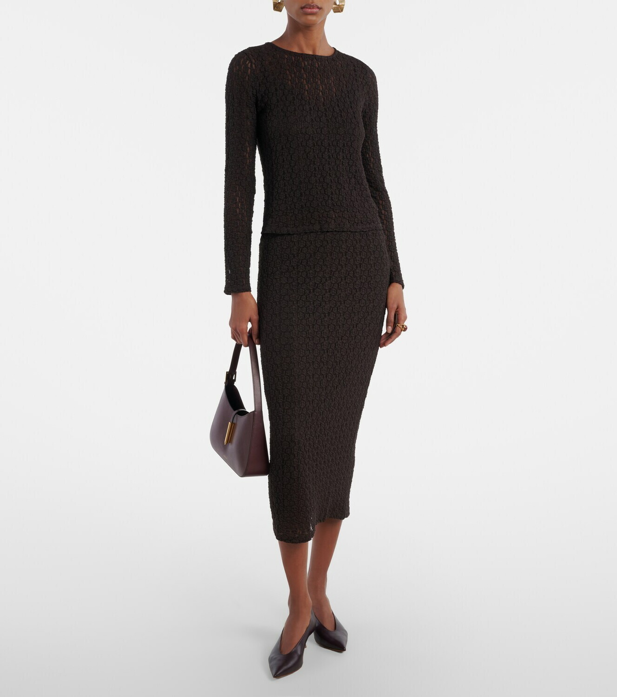 Velvet Mia lace midi skirt