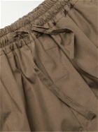 UMIT BENAN B - Straight-Leg Cotton-Poplin Drawstring Trousers - Brown