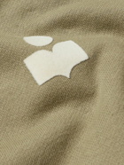 Marant - Malek Logo-Flocked Cotton-Blend Jersey Hoodie - Green
