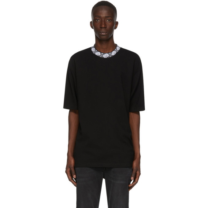 Photo: Acne Studios Black Face Motif Mock Neck T-Shirt