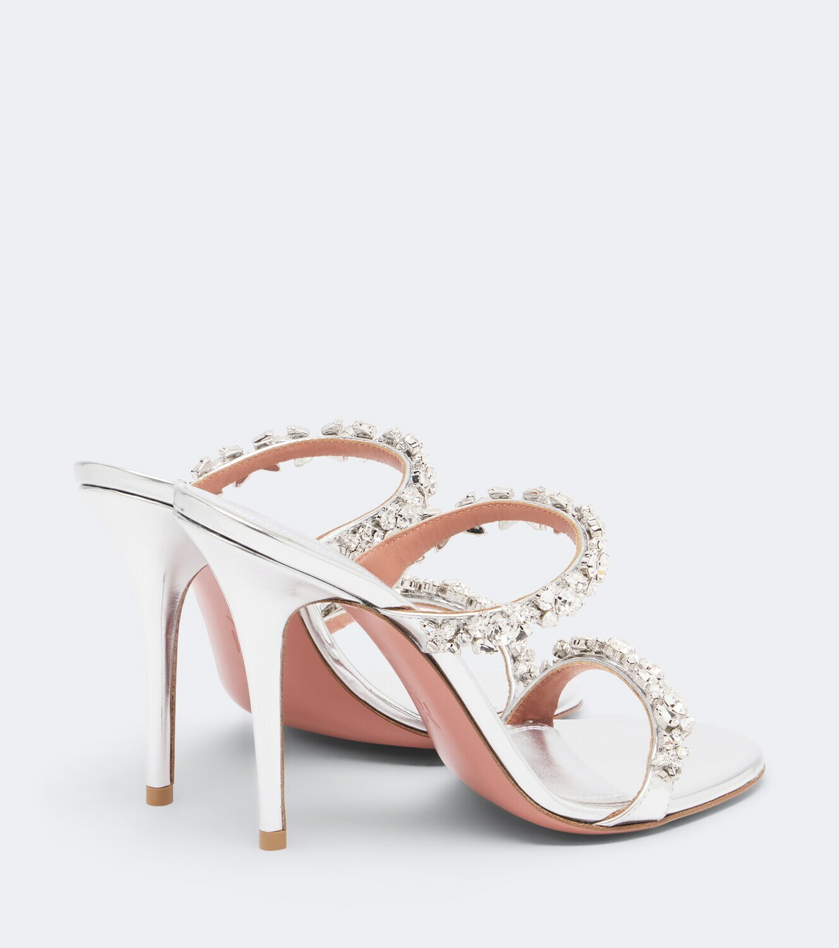 Amina Muaddi Elizabeth embellished metallic leather mules