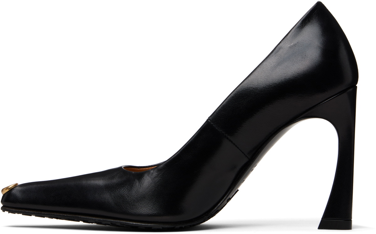 Marine Serre Black Smooth Leather MS Kiss Heels