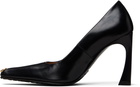 Marine Serre Black Smooth Leather MS Kiss Heels