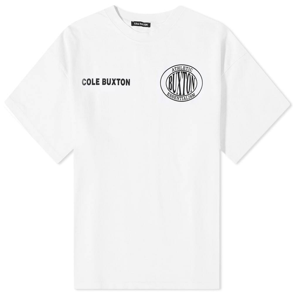 Cole Buxton Men's Double Sports Logo T-Shirt in White Cole Buxton