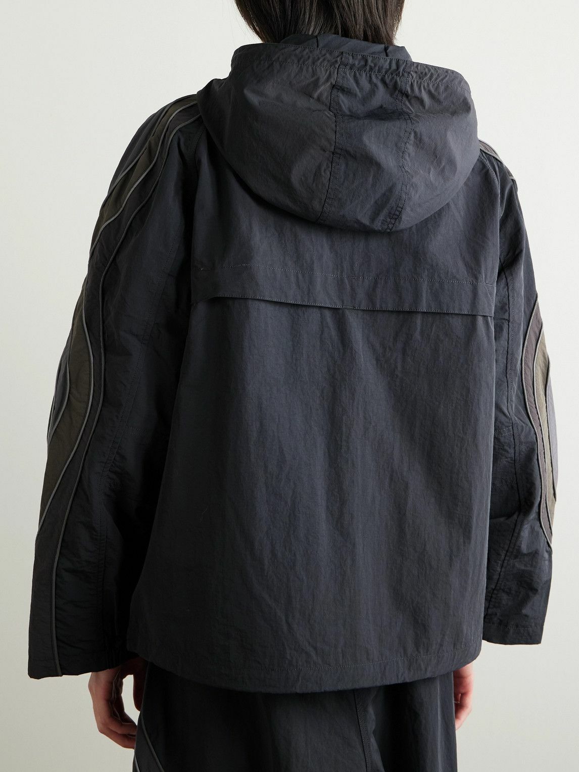 ERL - Ufo Striped Shell Hooded Jacket - Black