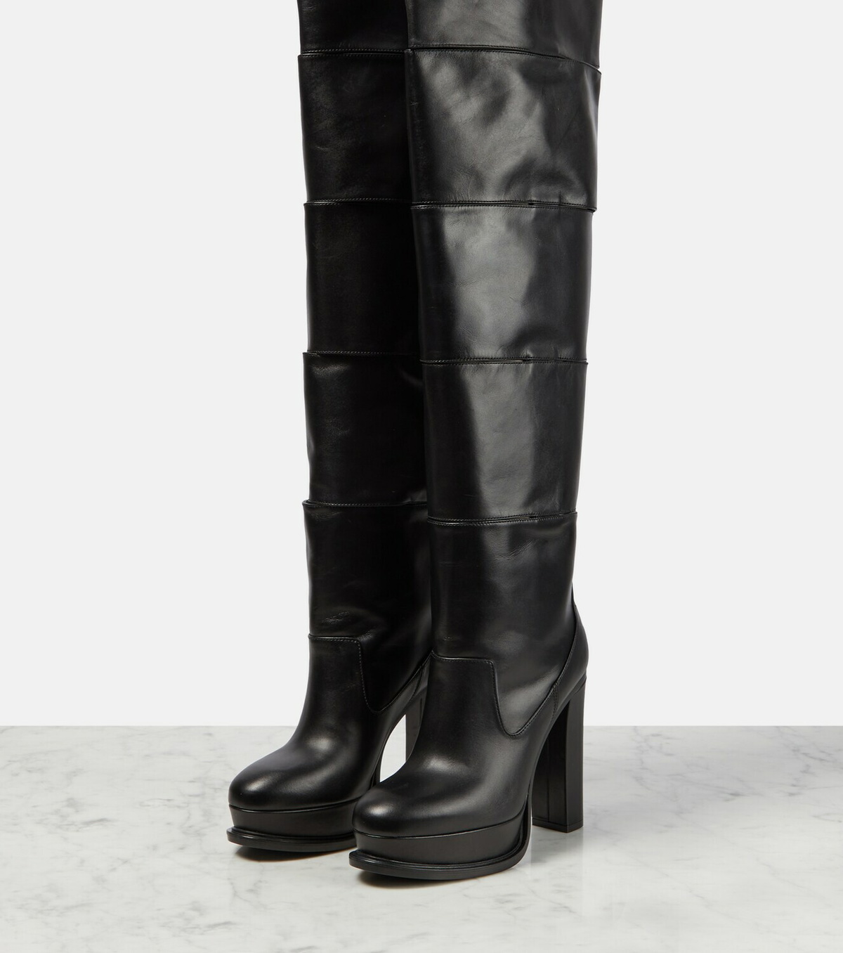 Alexander McQueen Leather platform over-the-knee boots