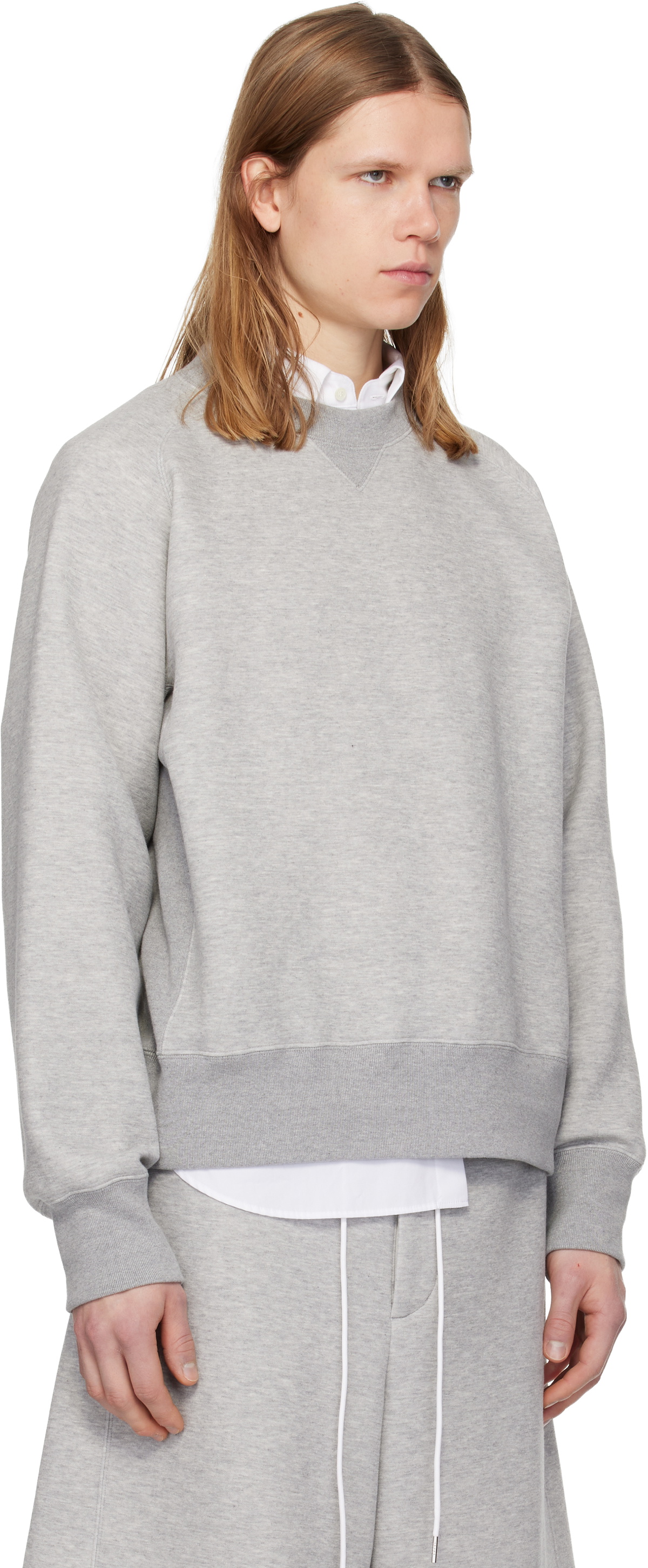 sacai Gray Sponge Pullover Sweatshirt