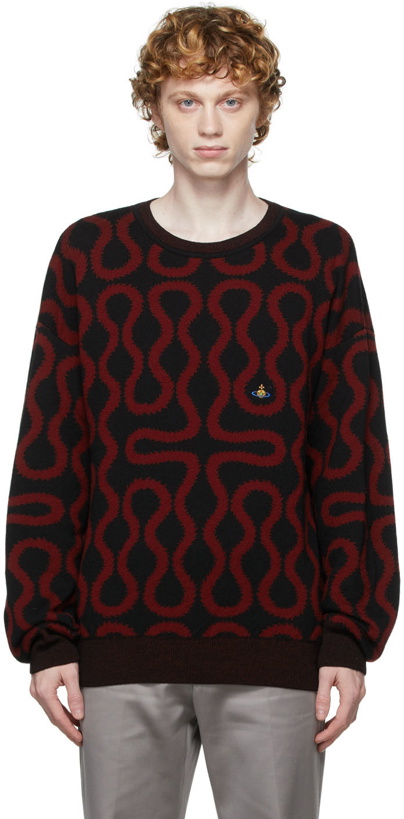 Photo: Vivienne Westwood Black & Red Wool Squiggle Sweater