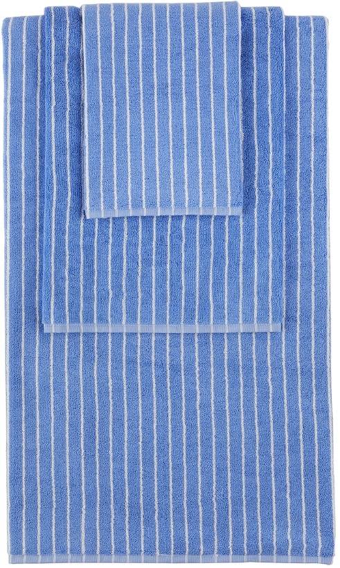 Photo: Tekla Blue Striped Three-Piece Towel Set