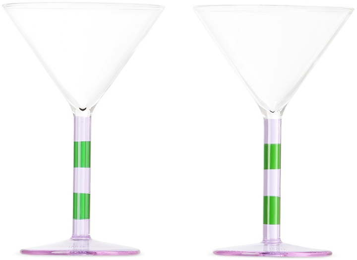 Photo: Fazeek Purple & Green Striped Martini Glasses Set