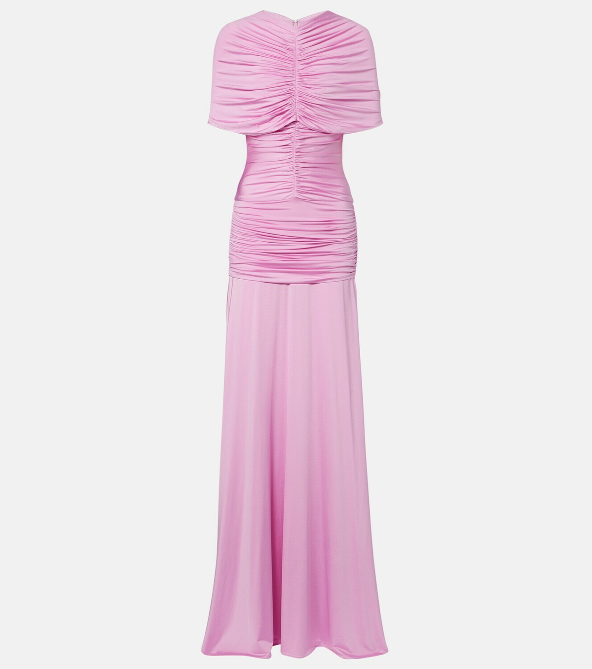 Self-Portrait Caped ruched jersey maxi dress
