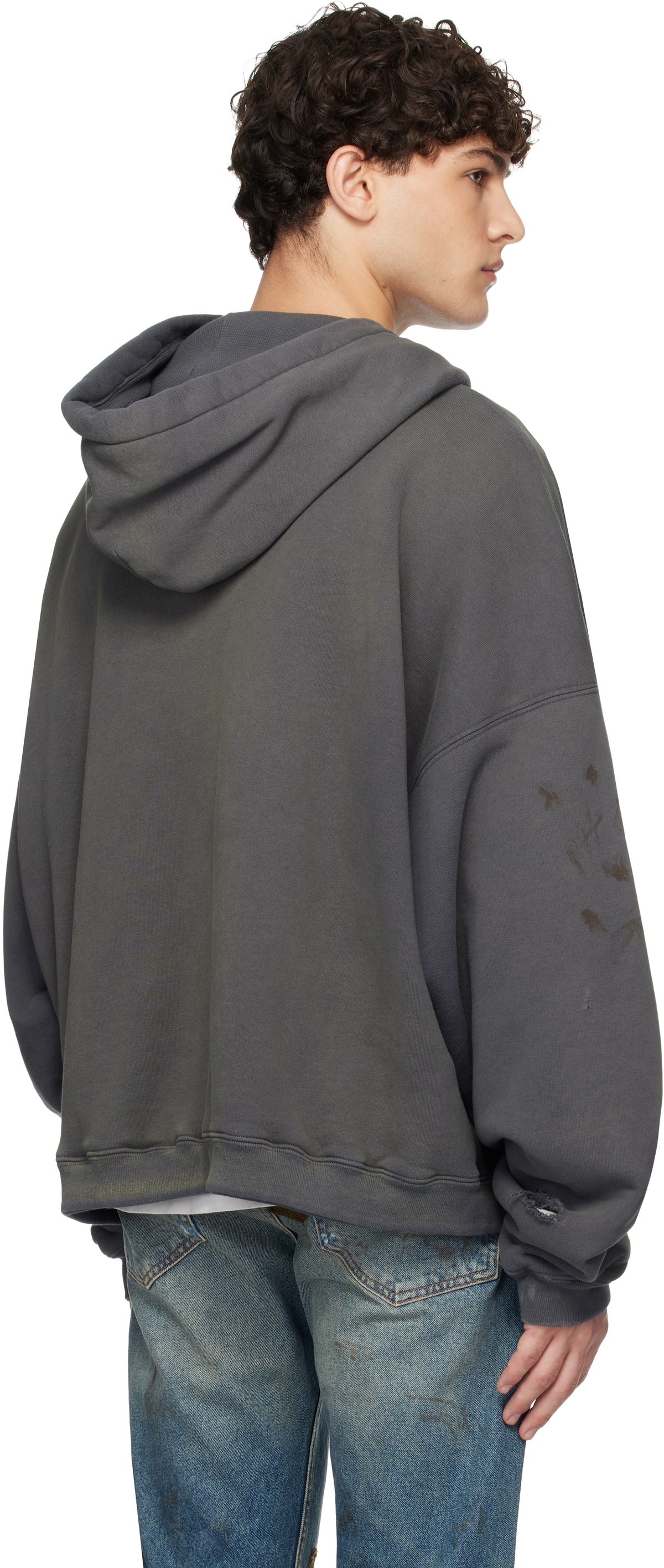 Enfants Riches Déprimés Gray Thermal Lined Distressed Logo Hoodie