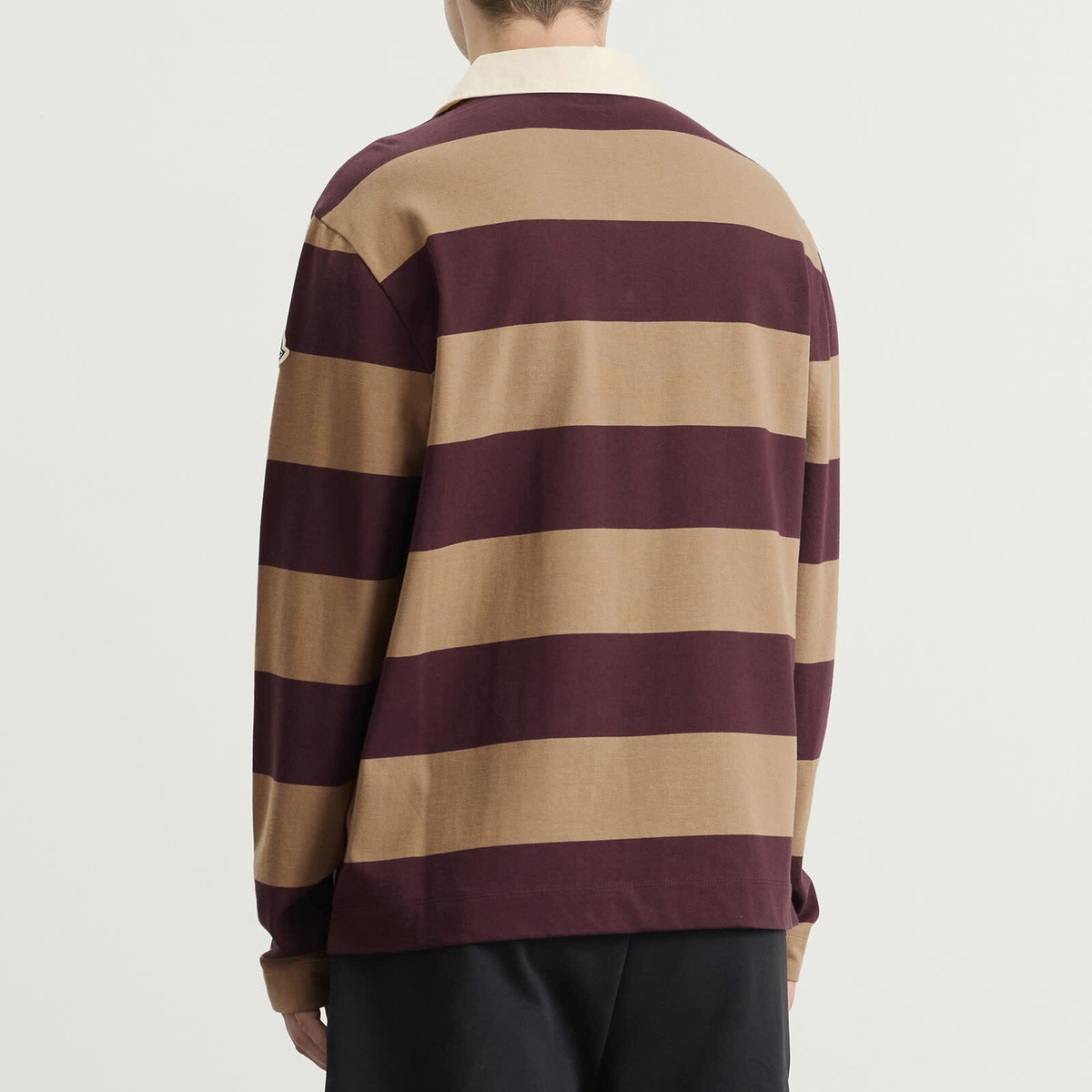 Moncler Men's Stripe Cotton Polo Shirt in Burgundy