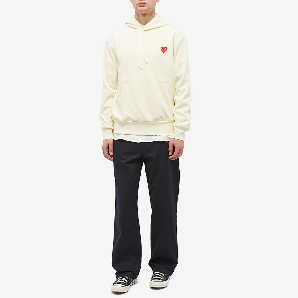 Comme des Garçons Play Men's Red Heart Pullover Hoodie in Ivory