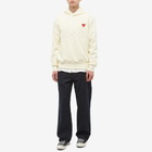 Comme des Garçons Play Men's Red Heart Pullover Hoodie in Ivory