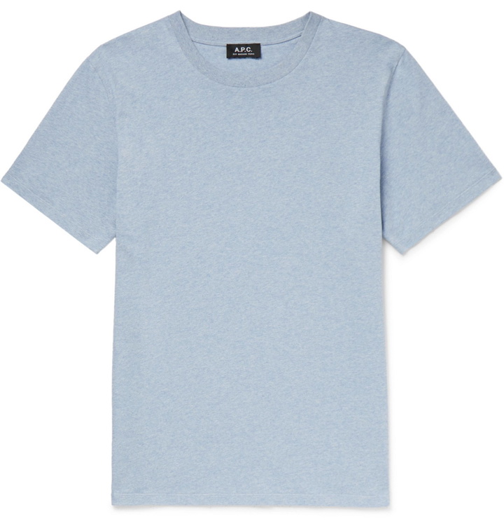 Photo: A.P.C. - Felix Mélange Organic Cotton-Jersey T-Shirt - Blue