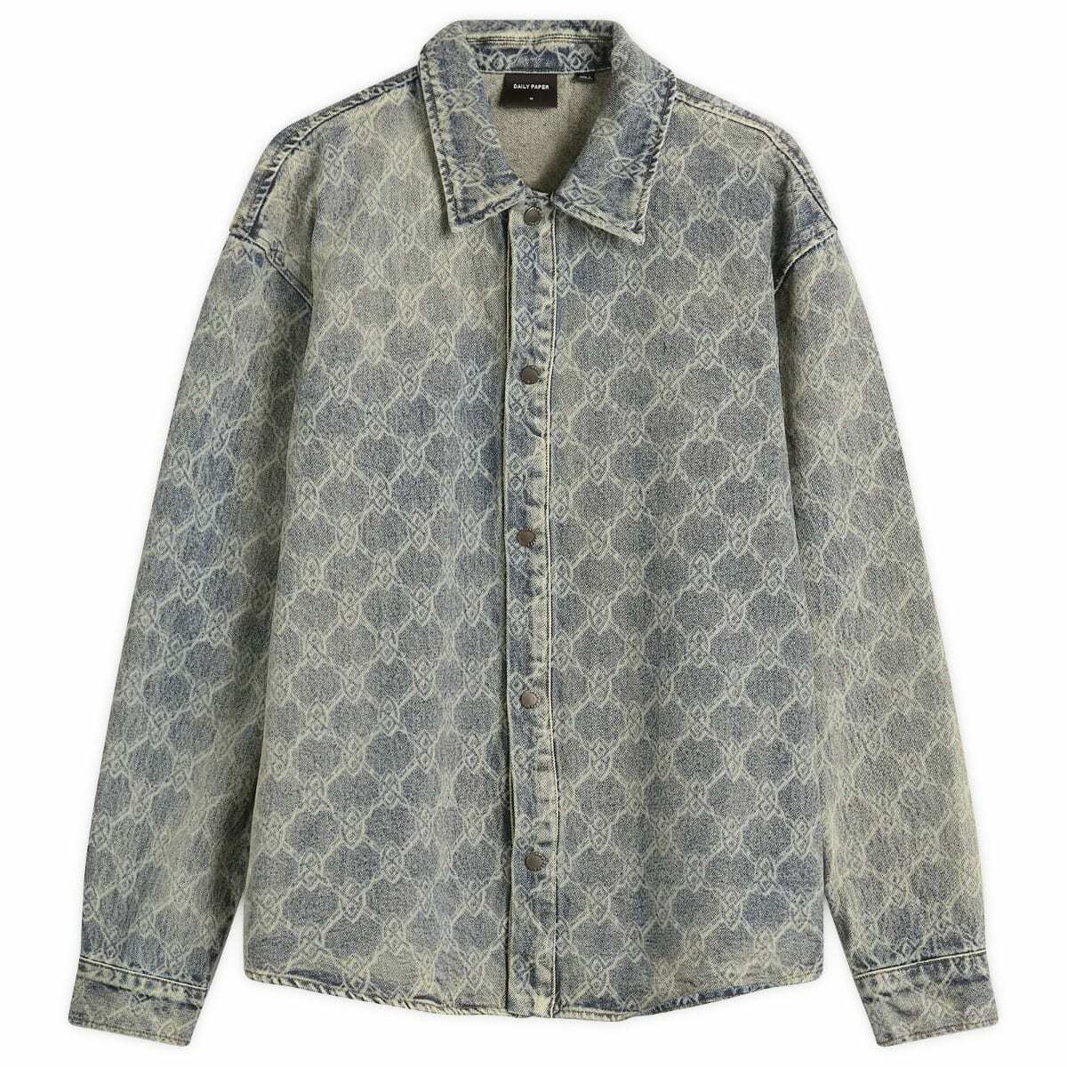 Daily Paper Men's Shield Laser Denim Shirt in Blue