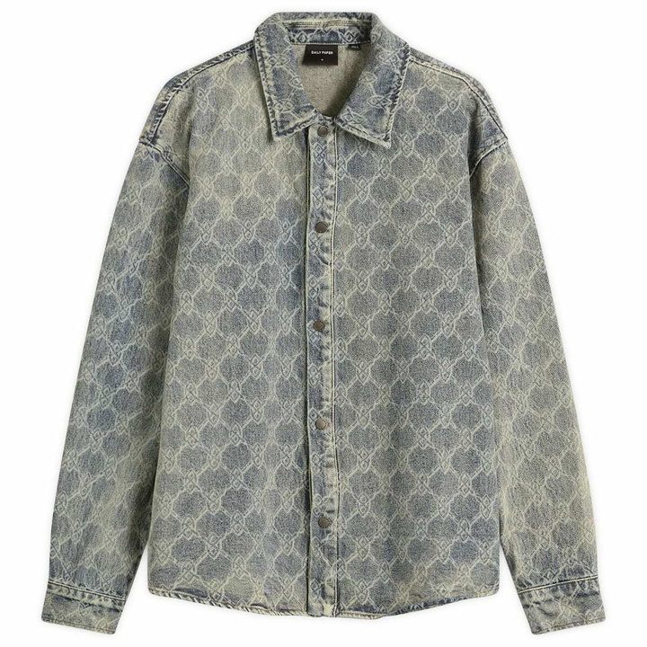 Photo: Daily Paper Men's Shield Laser Denim Shirt in Blue