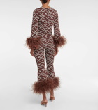 Valentino Feather-trimmed printed pants