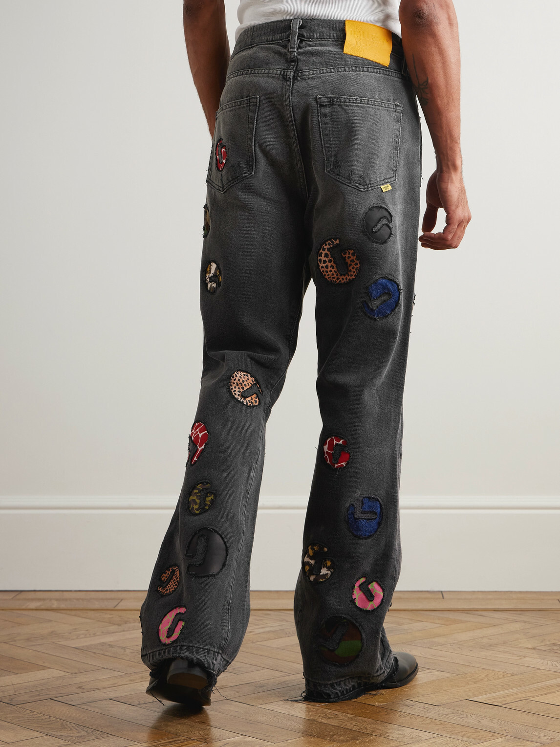 Gallery Dept. - G-Time Flared Distressed Logo-Appliquéd Jeans - Black