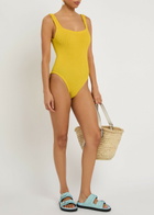 Hunza G Square-neck Crinkle Swimsuit - Yellow - One Size
