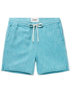 Corridor - Straight-Leg Herringbone Cotton-Dobby Drawstring Shorts - Blue