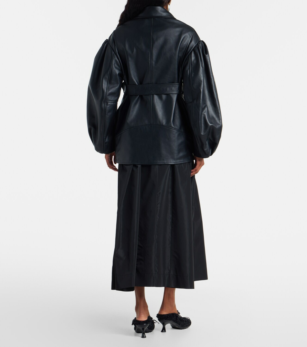 Simone Rocha Belted leather biker jacket