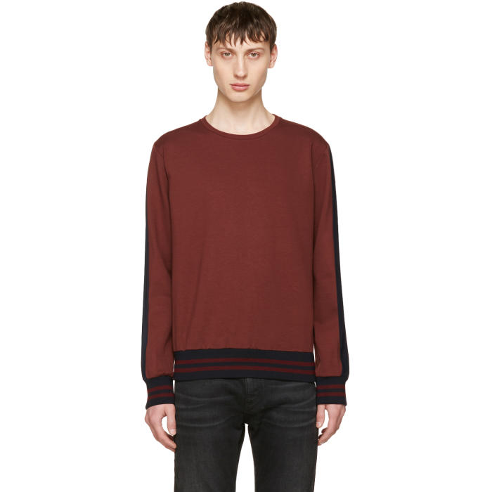 Giuliano Fujiwara Burgundy Striped Sleeve Sweatshirt