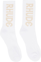 Rhude White & Tan Vertical Socks