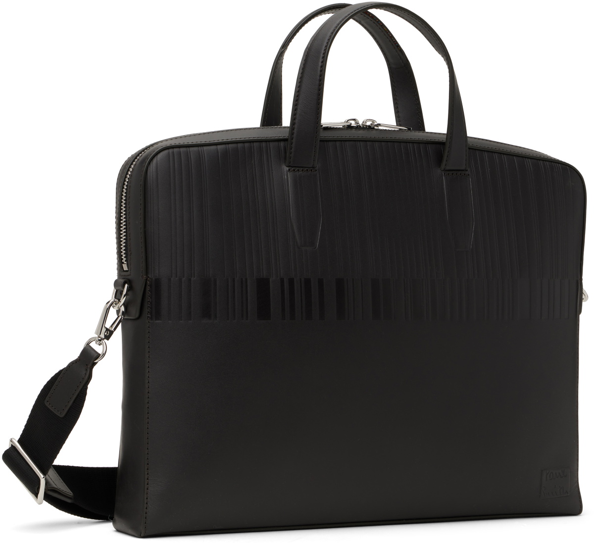 Paul Smith Brown Shadow Stripe Leather Folio Briefcase