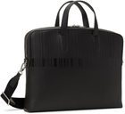 Paul Smith Brown Shadow Stripe Leather Folio Briefcase