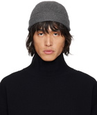 AURALEE Gray Wool Soft Cord Knit Beanie