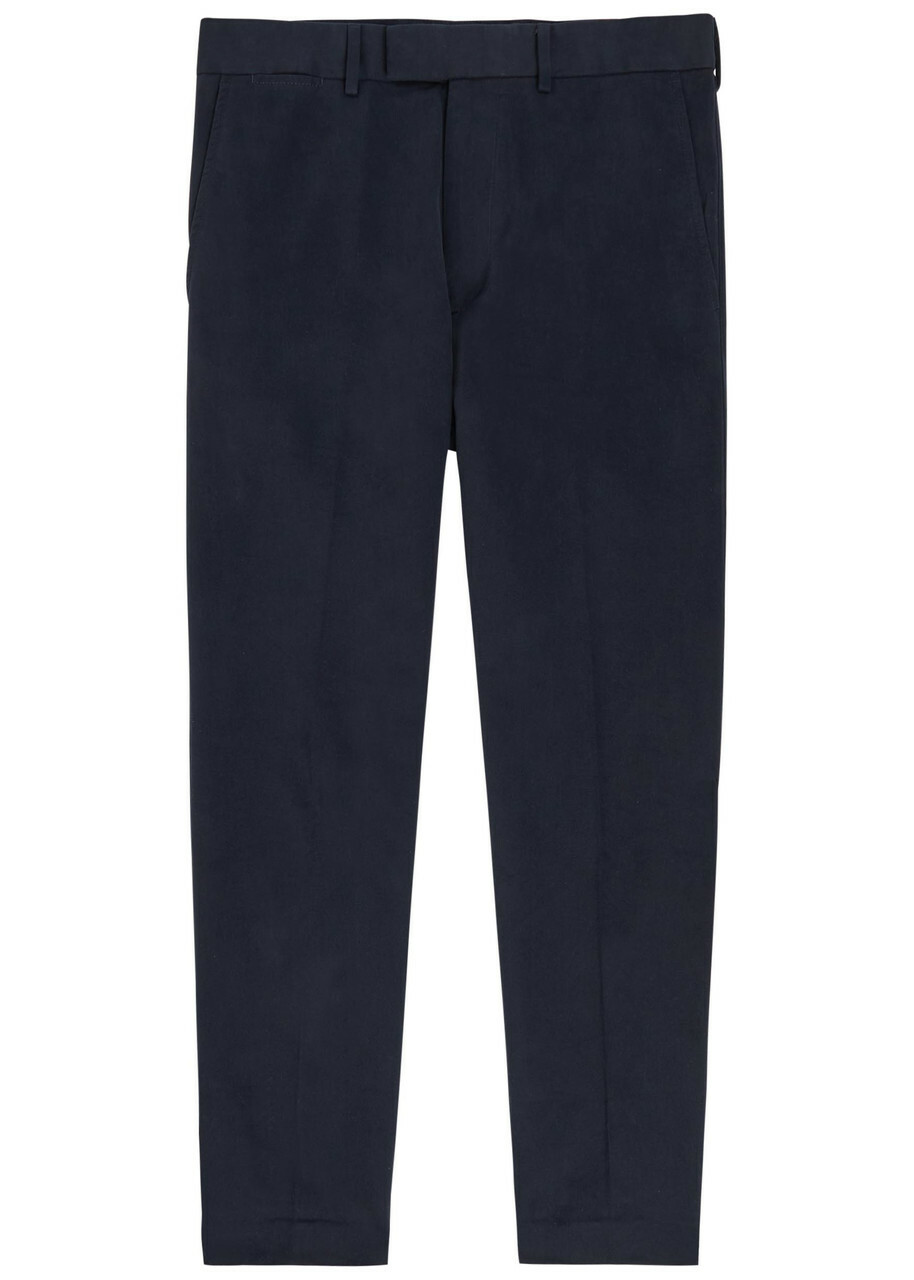 Tom Ford Tapered-leg Cotton Trousers Navy