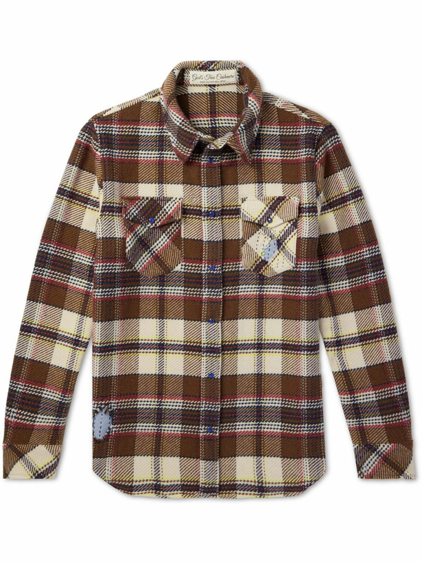 Photo: God's True Cashmere - Distressed Checked Cashmere Shirt - Brown