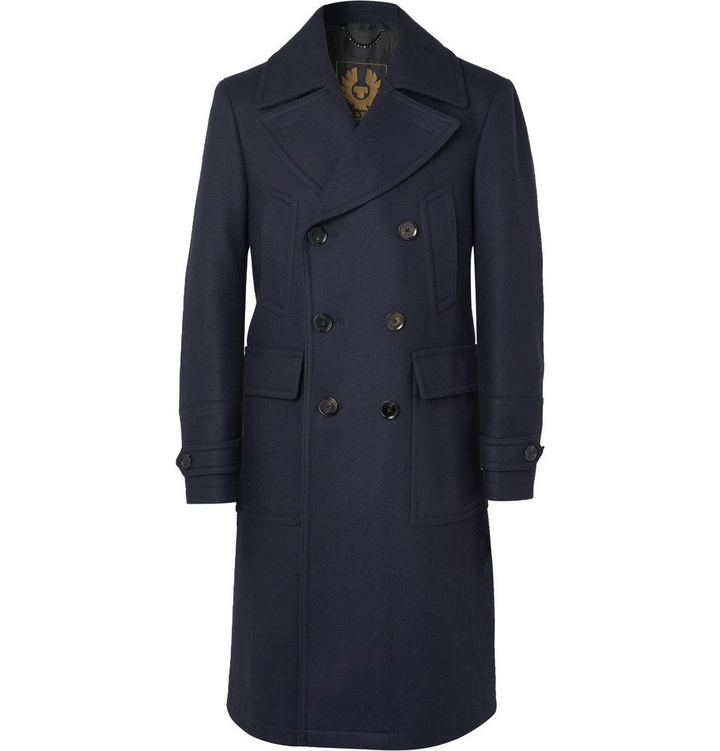 Photo: Belstaff - New Mildford Double-Breasted Padded Wool-Blend Overcoat - Navy