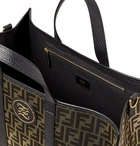 Fendi - Leather-Trimmed Logo-Jacquard Canvas Tote Bag - Brown