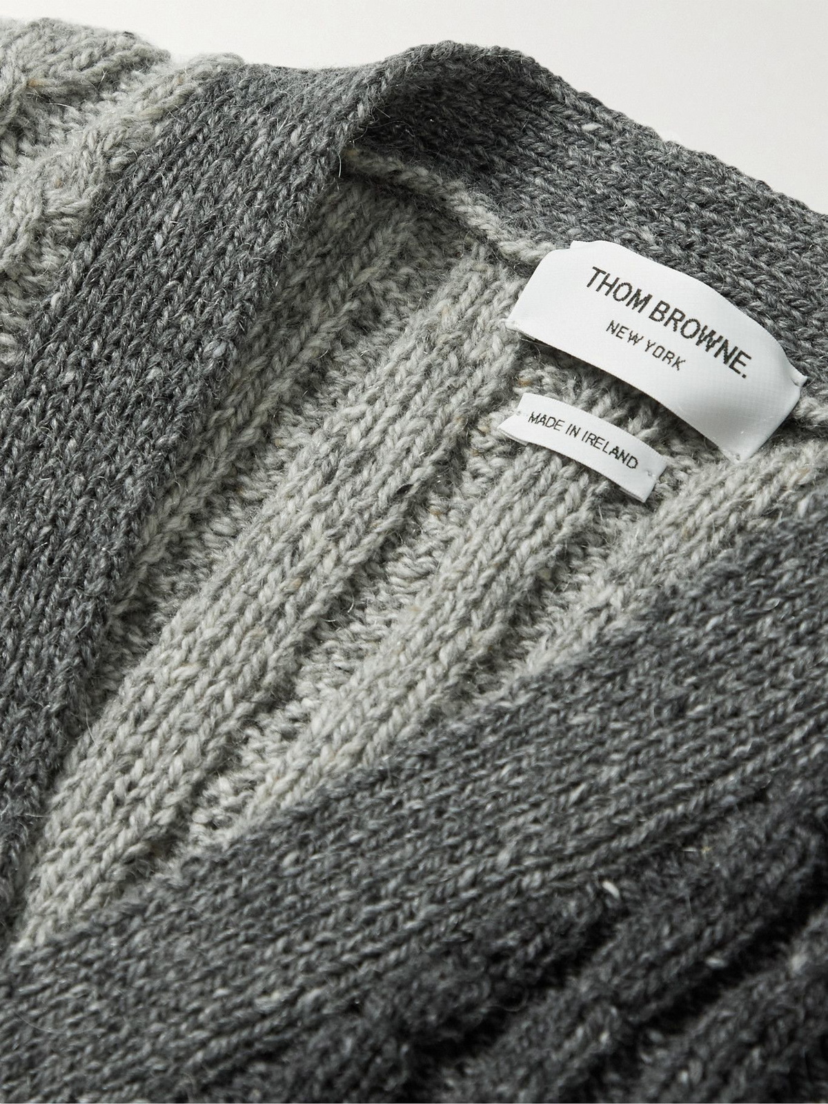 Thom Browne - Stripe-Trimmed Cable-Knit Wool and Mohair-Blend